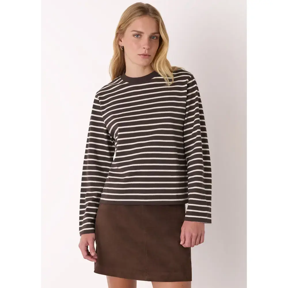 Whistles Brown Stripe Cotton Jersey